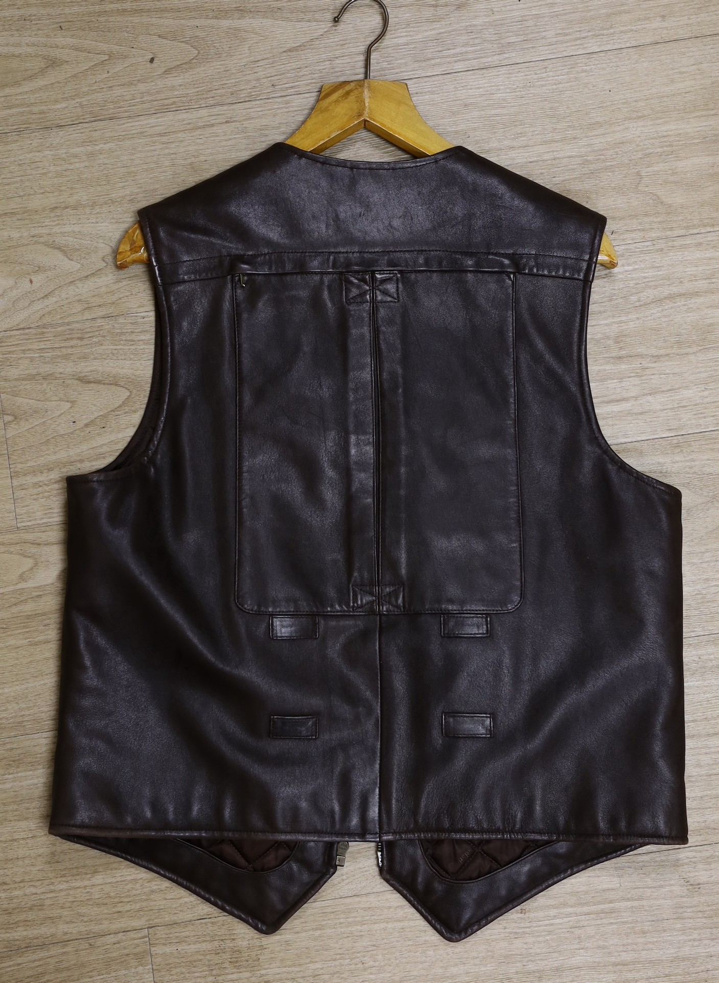 An Hermes brown leather Lambskin waistcoat, size 52